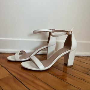 White Block Heel Sandals
